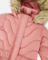 Long Wavy Quilt Puffy Winter Coat Dusty Pink - H20W59_643