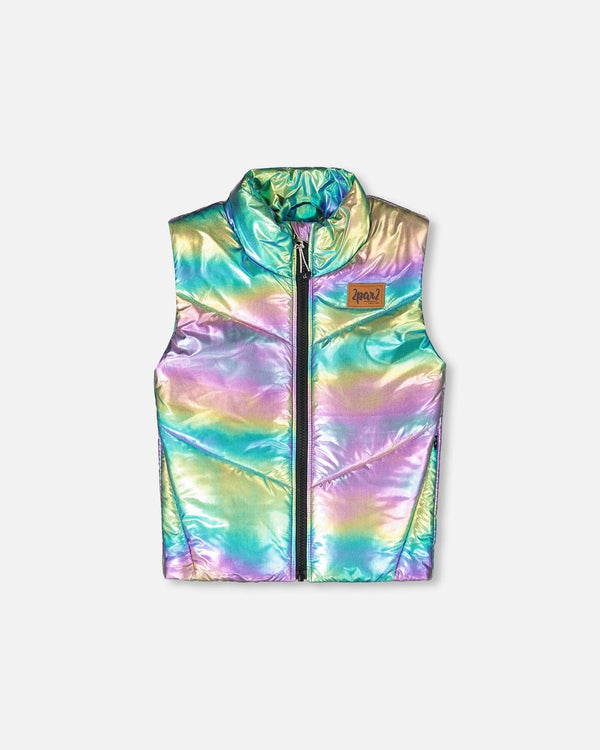 Quilted Mid-Season Sleeveless Vest Metallic Multicolor - H20W63_000