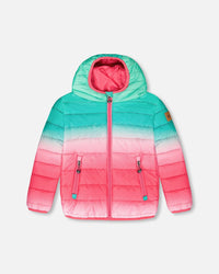 Quilted Mid-Season Jacket Green And Pink Gradient - H20W64_035
