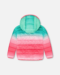 Quilted Mid-Season Jacket Green And Pink Gradient - H20W64_035