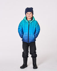 Quilted Mid-Season Jacket Green And Blue Gradient - H20W64_036