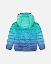 Quilted Mid-Season Jacket Green And Blue Gradient - H20W64_036