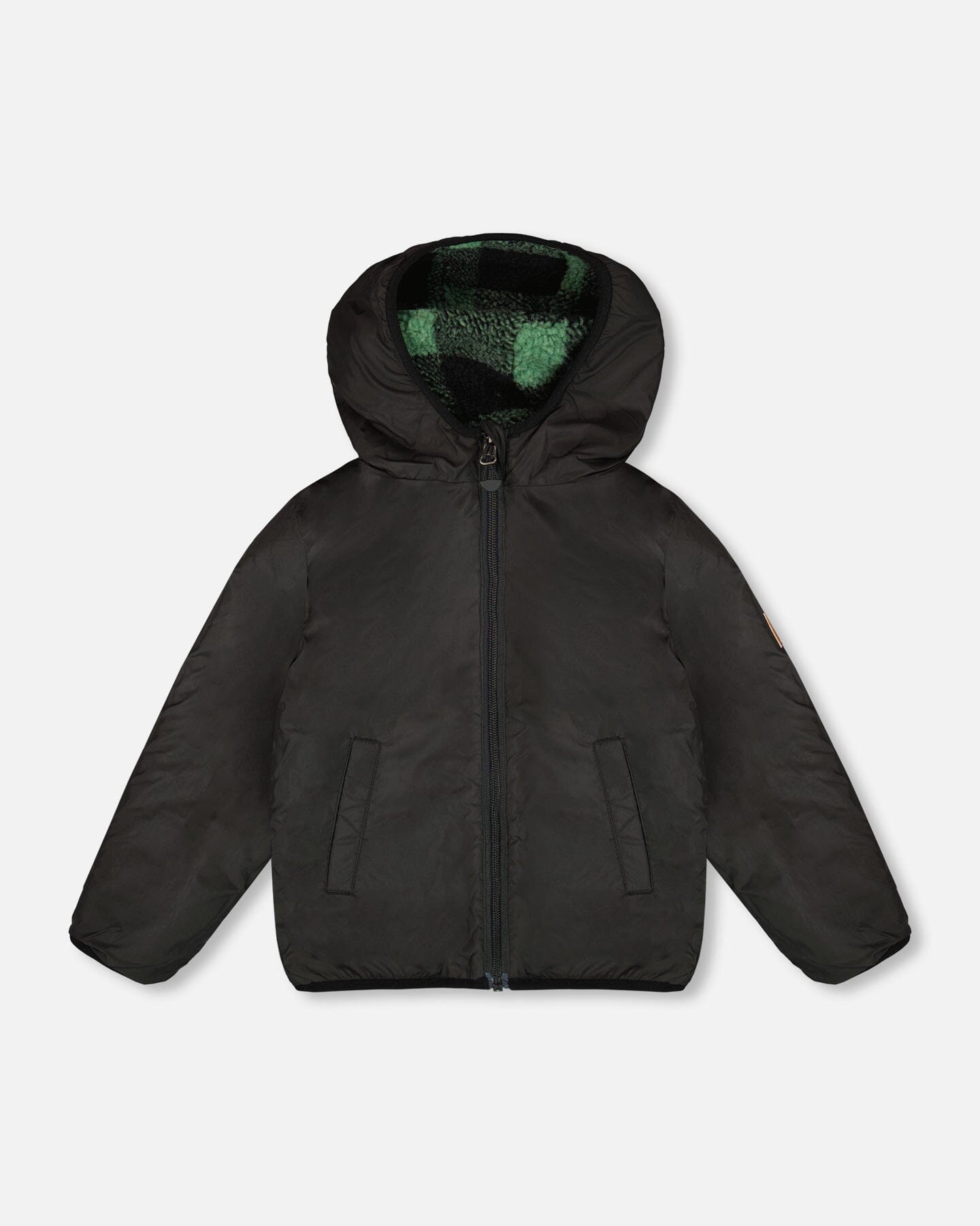 Reversible Mid-Season Sherpa Jacket Teal Plaid Outerwear Deux par Deux 
