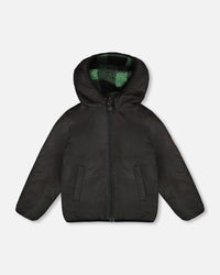 Reversible Mid-Season Sherpa Jacket Teal Plaid Outerwear Deux par Deux 