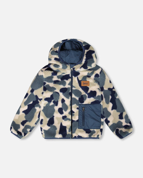 Reversible Mid-Season Sherpa Jacket Blue Camo - H20W65_479