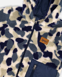 Reversible Mid-Season Sherpa Jacket Blue Camo - H20W65_479
