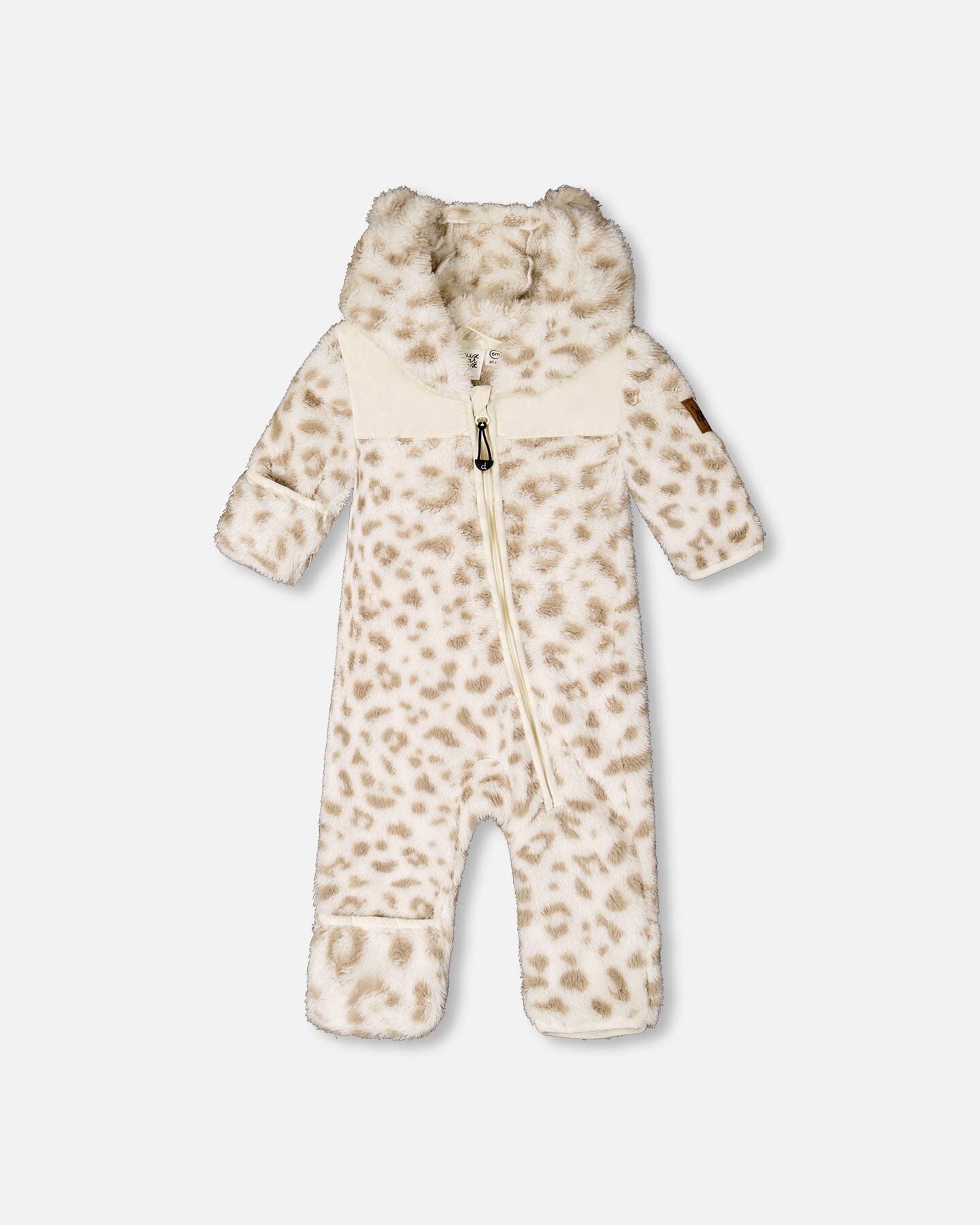 Baby Mid-Season Plush One Piece Outerwear Cream Leopard Print - H20W66_070