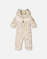 Baby Mid-Season Plush One Piece Outerwear Cream Leopard Print