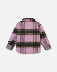 Zipped Plaid Overshirt Mauve And Green - H20YG17_000