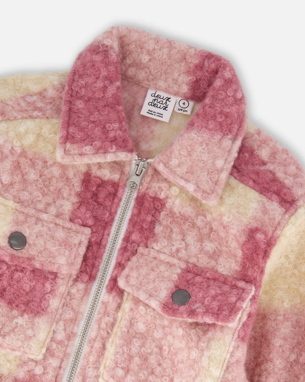 Zipped Plaid Overshirt Off-White And Pink - H20YG18_000