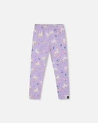 Stretch Jersey Leggings Lilac Unicorn Print - H20Z60_072
