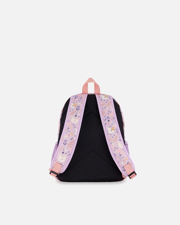 Little Kids Backpack Lilac Cat Print School Supplies Deux par Deux 