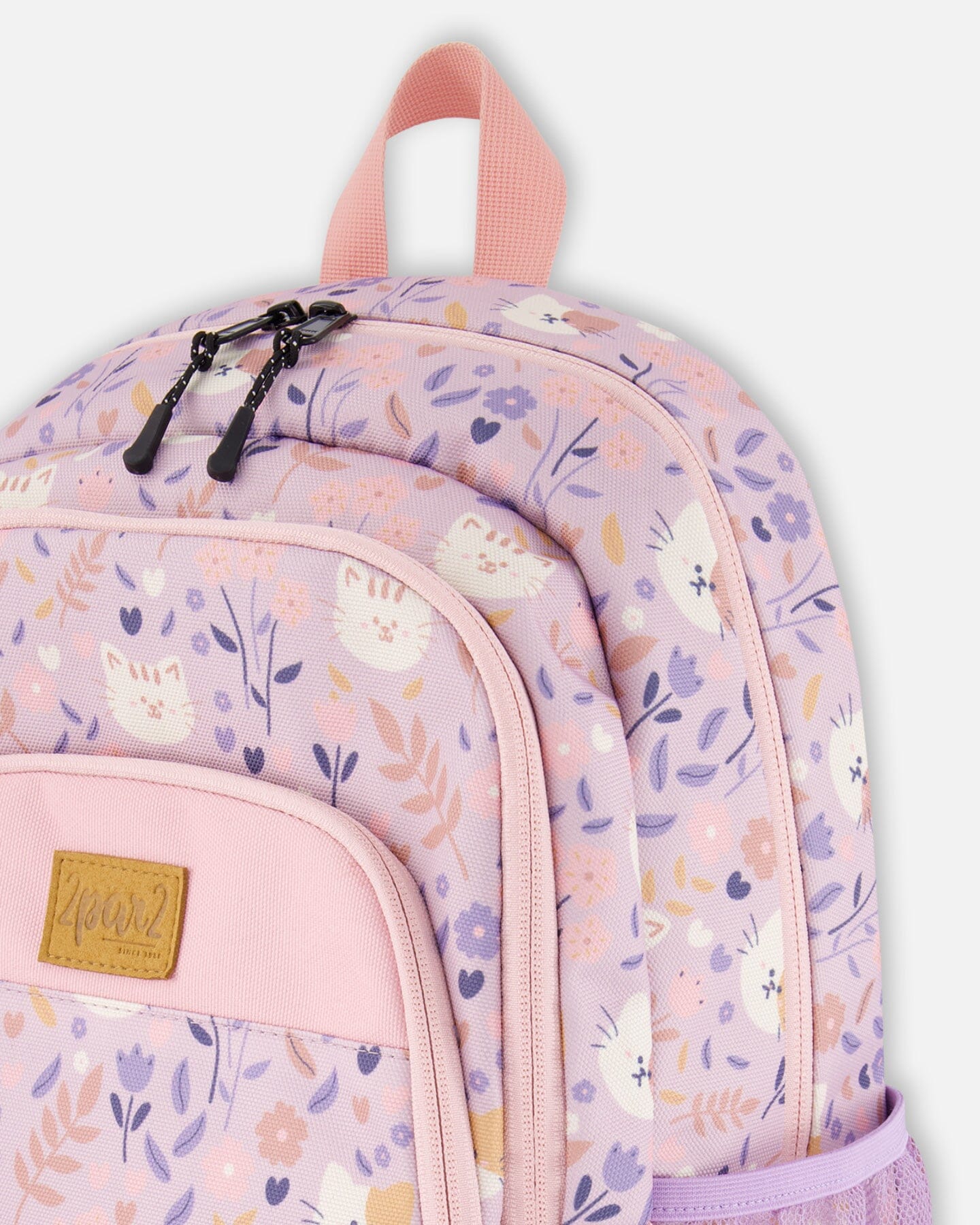 Little Kids Backpack Lilac Cat Print School Supplies Deux par Deux 