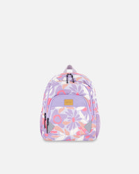 Little Kids Backpack Lilac Retro Flower Print School Supplies Deux par Deux 