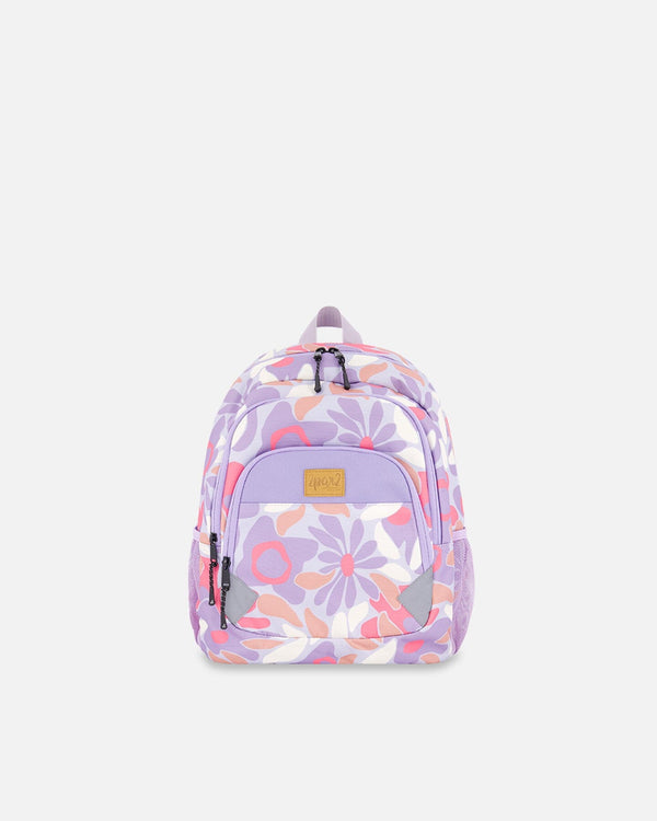 Little Kids Backpack Lilac Retro Flower Print School Supplies Deux par Deux 