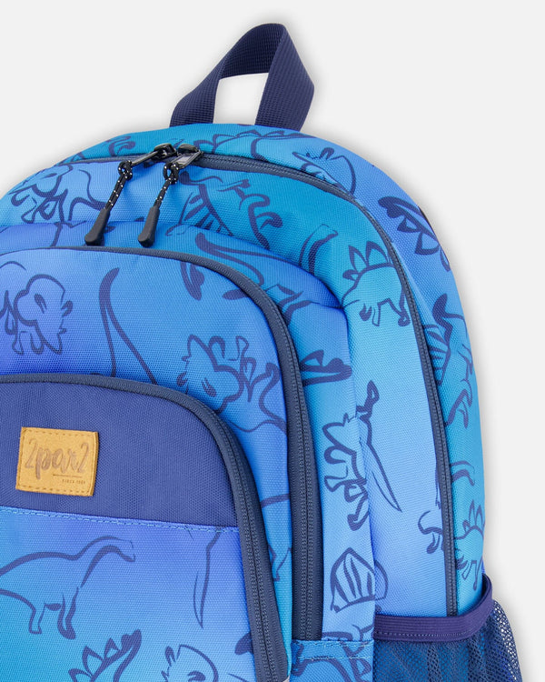 Little Kids Backpack Blue Gradient Dinosaur Print School Supplies Deux par Deux 
