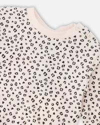 Organic Cotton Jersey Sweater And Pants Set Peach Animal Print - H30A11_3H056