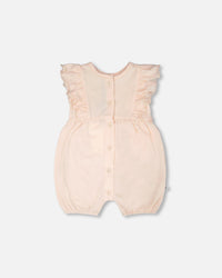 Organic Cotton Jersey Romper With Frills Peach - H30A41_06006