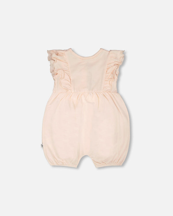 Organic Cotton Jersey Romper With Frills Peach - H30A41_06006