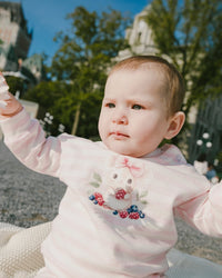 Cotton Jersey Top And Pants Set White And Pink Stripes - H30B15_3H189