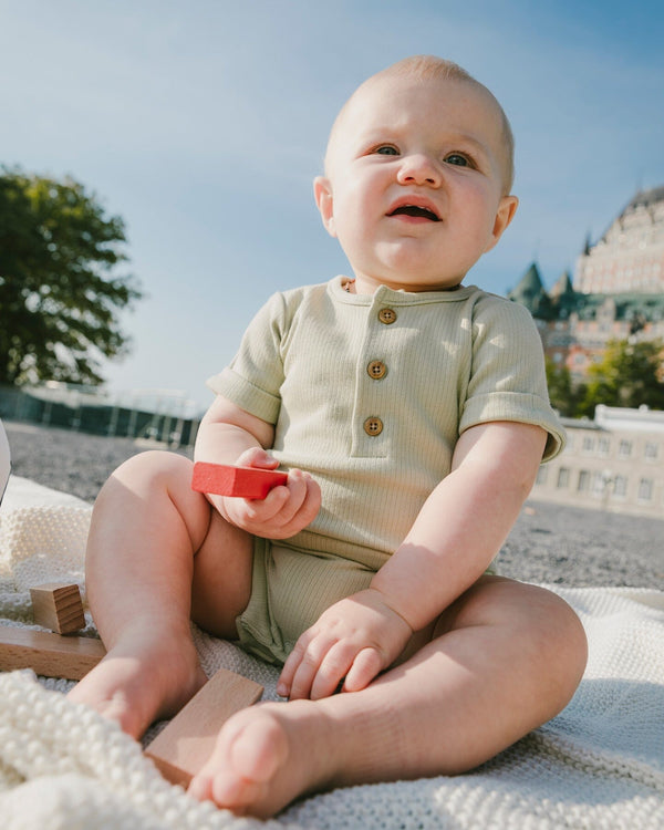 Cotton Rib Romper Sage Green - H30C40_03011