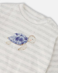 Soft Jersey Sweater And Pants Set White And Grey Stripes - H30D12_3H211