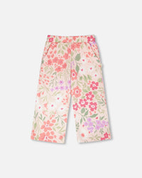 French Terry Pants Pink Printed Flowers - H30F20_3H216