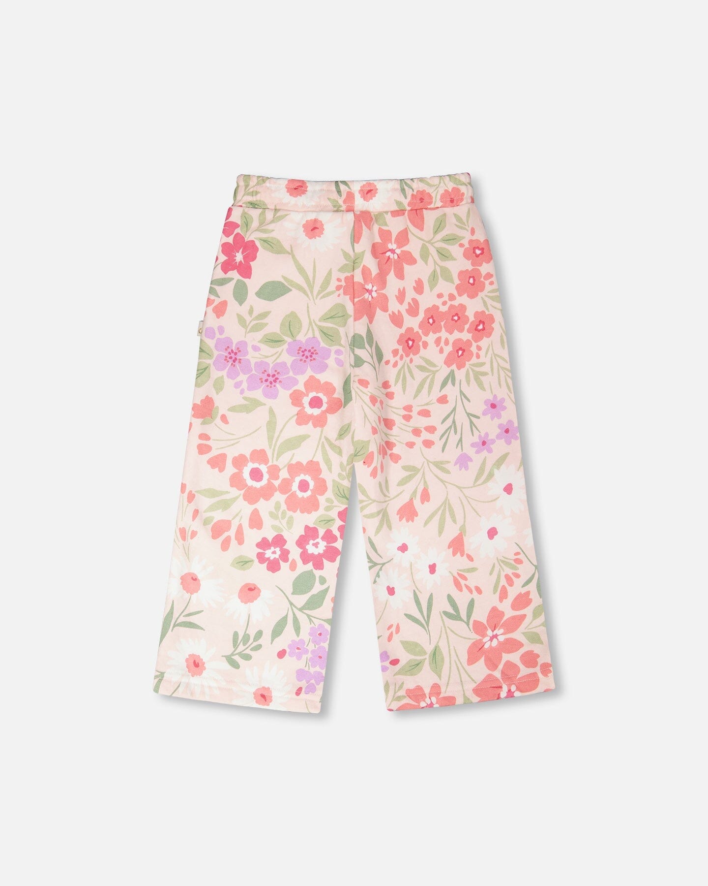 French Terry Pants Pink Printed Flowers - H30F20_3H216