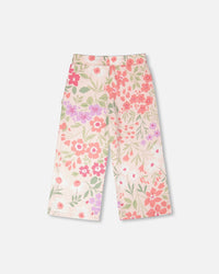 French Terry Pants Pink Printed Flowers - H30F20_3H216