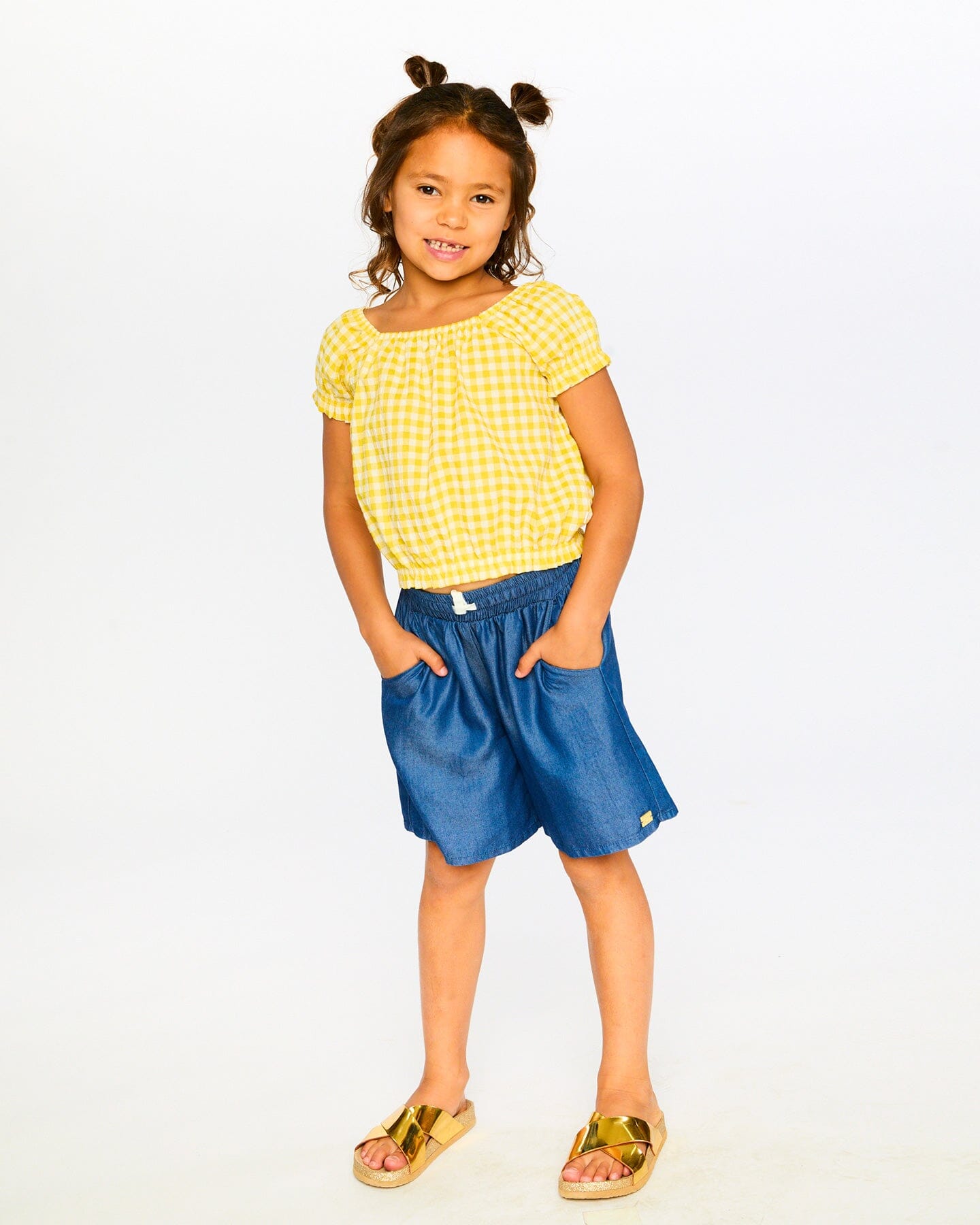 Peasant Top Yellow Gingham - H30H15_3H124