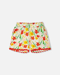 Viscose Shorts White Daffodil Print - H30H27_3H123