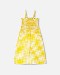 Capri Jumpsuit With Smocking Yellow Gingham - H30H40_3H124
