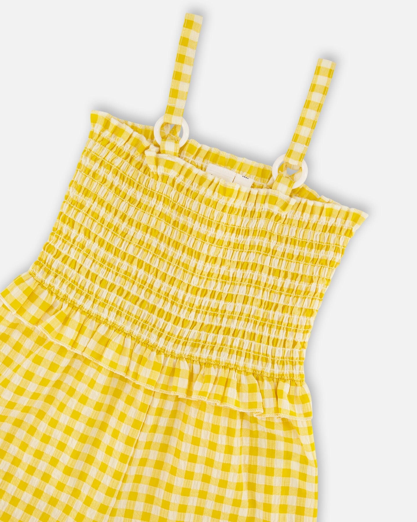 Capri Jumpsuit With Smocking Yellow Gingham - H30H40_3H124