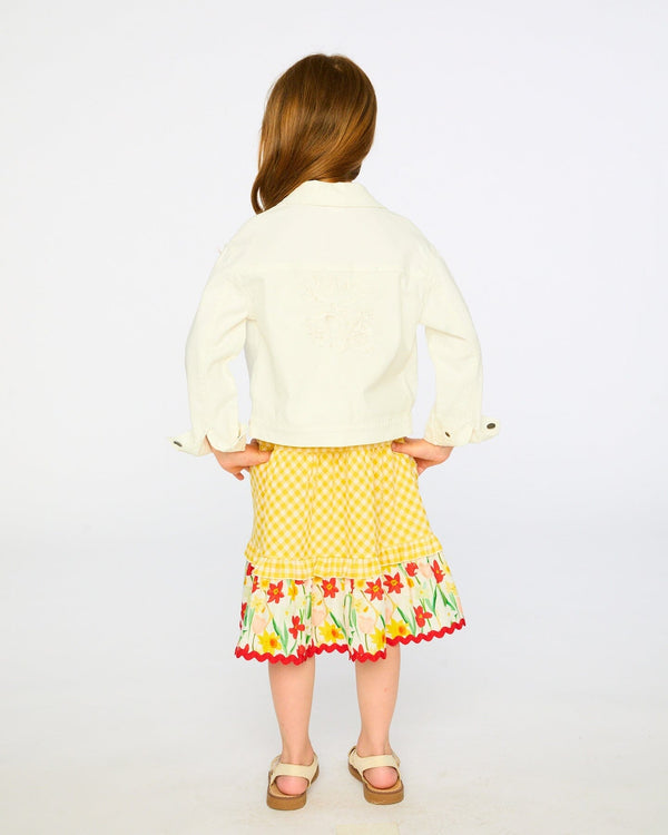 White Denim Jacket With Embroidery - H30H50_01000