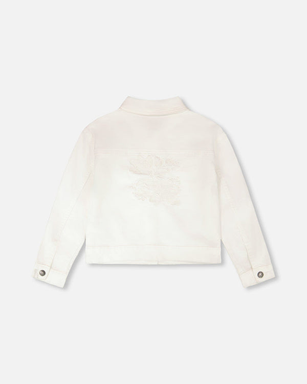 White Denim Jacket With Embroidery - H30H50_01000