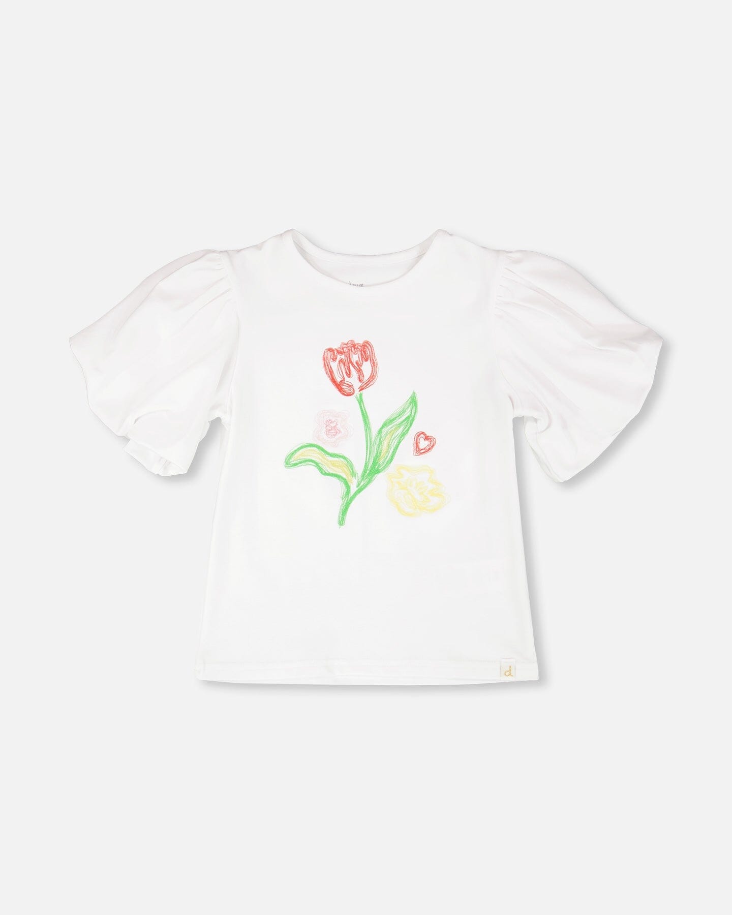 Organic Cotton Jersey Top White With Embroidery - H30H71_01000