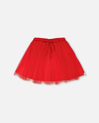 Mesh And Eyelet Skirt Red - H30H81_07620