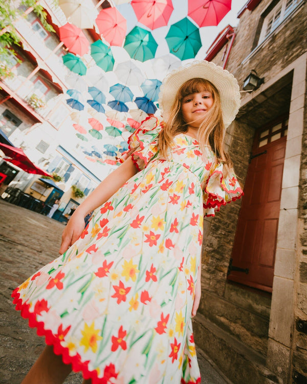 Viscose Dress White Daffodil Print - H30H85_3H123