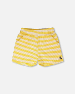 Striped Shorts Yellow And White - H30I27_3H138