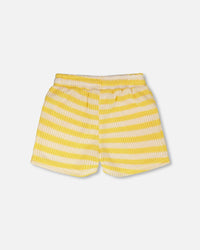 Striped Shorts Yellow And White - H30I27_3H138