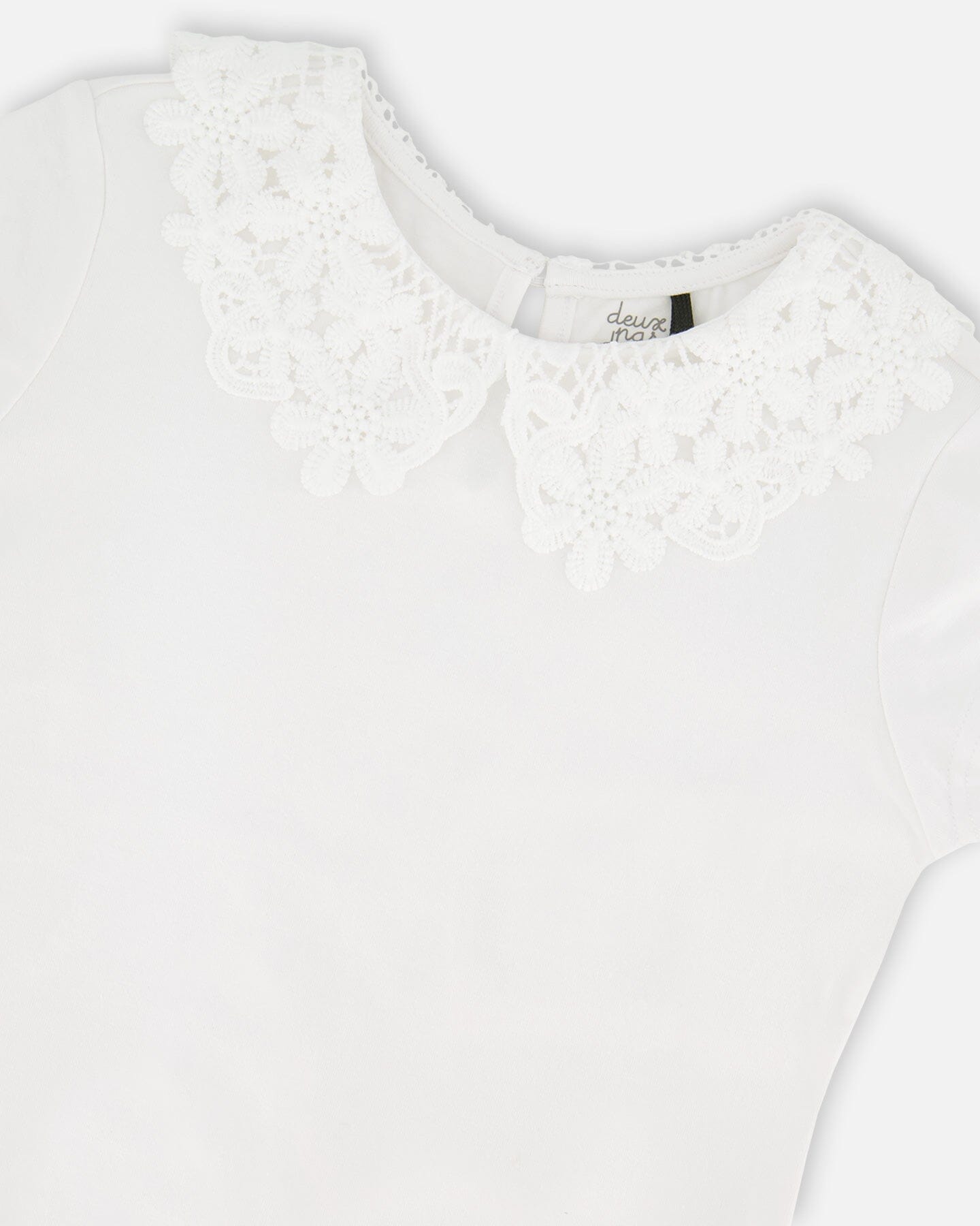 T-Shirt With Crochet Peter Pan Collar White - H30I70_01000