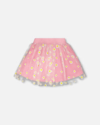 Mesh And Crinkle Jersey Skirt Pink - H30I80_06240