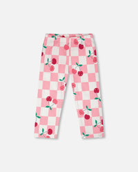 Organic Cotton Jersey Capri Pink Printed Cherries - H30L60_3H140