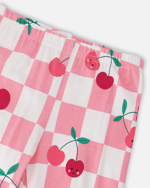 Organic Cotton Jersey Capri Pink Printed Cherries - H30L60_3H140