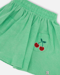 Organic Cotton Skort With Embroidery Green - H30L80_03820