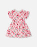 Organic Cotton Jersey Dress Pink Printed Cherries - H30L85_3H140