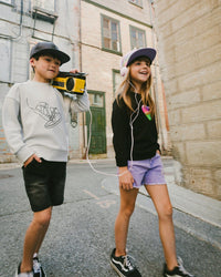 Mauve Denim Shorts With Embroidery - H30M27_05130