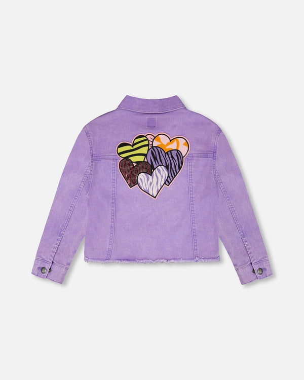 Mauve Denim Jacket With Embroidery - H30M50_05130