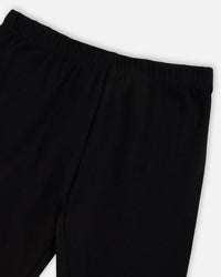 Organic Cotton Jersey Capri Black With Knee Foil Heart Print - H30M60_09990