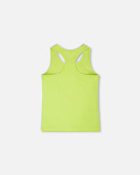Organic Cotton Jersey Tank Top Lime Green With Screen Print - H30M71_03004
